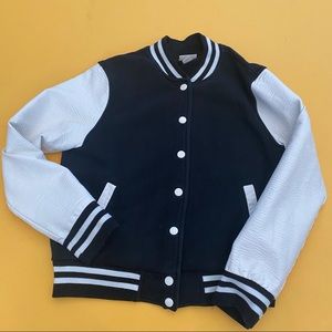 Women bomber varsity jacket navy